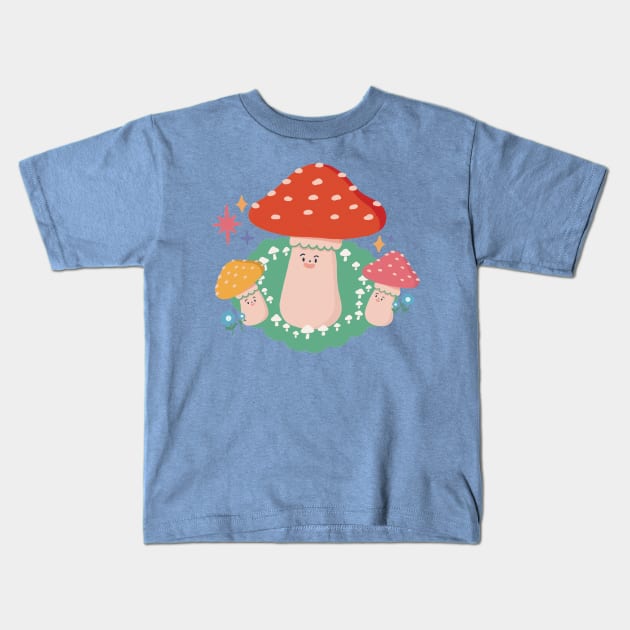 Mushrooms Party Kids T-Shirt by awesomesaucebysandy